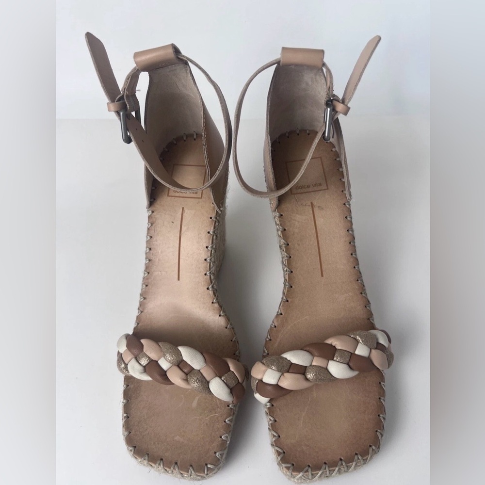 Dolce Vita Nilton Ankle Strap Espadrille Wedge Sandals Womens 10 Beige Open Toe - Picture 11 of 12